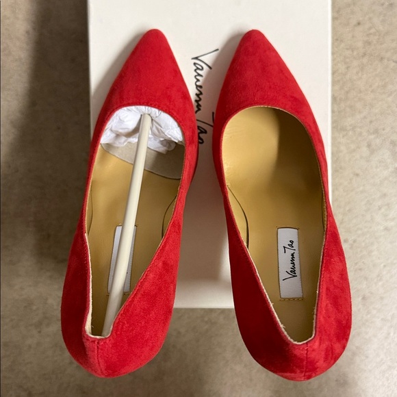 Brand new Anthropologie - Vanessa Tao - Red Suede Women's Heels - Picture 7 of 11